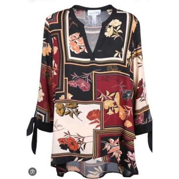 Joseph Ribkoff Floral Geometric Tunic Top Multicolor Womens size large - Picture 1 of 7